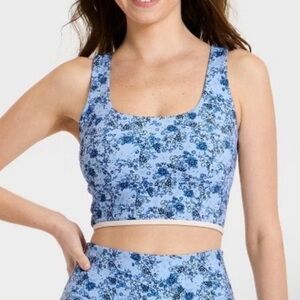 JoyLab Blue Floral Athletic Bra Crop Tank Top